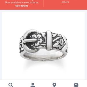 James Avery belt buckle ring- sterling silver